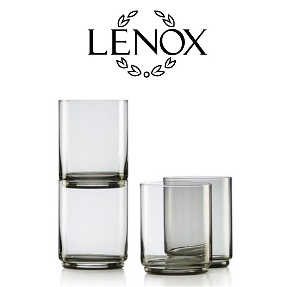 Lenox Tuscany Tall Stackable Glasses in Smoke, 4 piece set - Picture 1 of 6